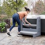 Step2 Hot Tub Storage Steps with Handrails, 2-Step Stool, Waterproof Stairs for Outdoor/Indoor Pool or Jacuzzi, Made of Durable Plastic, Gray