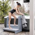 Step2 Hot Tub Storage Steps with Handrails, 2-Step Stool, Waterproof Stairs for Outdoor/Indoor Pool or Jacuzzi, Made of Durable Plastic, Gray