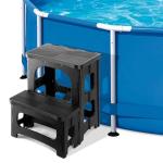 DECOHS Foldable Spa Hot Tub Steps, Non-Slip 2 Step Stool Pool Ladder, Universal Spa Steps Hot Tub Stairs for Outdoor Indoor Deck Patio Steps Accessories, Black