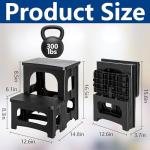 DECOHS Foldable Spa Hot Tub Steps, Non-Slip 2 Step Stool Pool Ladder, Universal Spa Steps Hot Tub Stairs for Outdoor Indoor Deck Patio Steps Accessories, Black