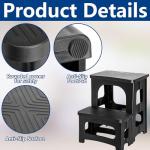 DECOHS Foldable Spa Hot Tub Steps, Non-Slip 2 Step Stool Pool Ladder, Universal Spa Steps Hot Tub Stairs for Outdoor Indoor Deck Patio Steps Accessories, Black