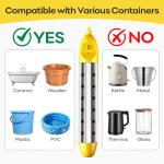 Ostutry Immersion Water Heater 1500W, Portable Submersible Water Heater with Thermostat for Bucket Bathtub Hot Tub, Real-Time Temperature Display & 15 Presets Control, Dry Burn Protection