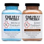 Spazazz Hot Tub Aromatherapy Spa and Bath Salts Crystals 2 Pack Bundle- One 19 Oz Jar Each Spazazz Muscle Therapy and Joint Therapy Plus a 5 Point Massager- Safe for All Spa and Hot Tub