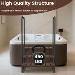 Neorexon Hot tub Step Stairs with Dual-handrails, 3 Steps Hot Tub Stairs w/Leveling Foot, Detachable U-Shape Hot Tub Railing to Get in and Out, 450LBS Capacity Spa Steps for Indoor & Outdoor