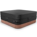 Alricc Outdoor Waterproof and Weatherproof Hot Tub Cover 85 x 85 inch fit 84 x 84 or 83 x 83 or 82 x 82 or 7 ft x 7 ft Black Square Reinforced Windproof 600D Heavy Duty Spa Cover