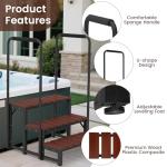 Neorexon Hot tub Step Stairs with Dual-handrails, 3 Steps Hot Tub Stairs w/Leveling Foot, Detachable U-Shape Hot Tub Railing to Get in and Out, 450LBS Capacity Spa Steps for Indoor & Outdoor