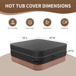 Alricc Outdoor Waterproof and Weatherproof Hot Tub Cover 85 x 85 inch fit 84 x 84 or 83 x 83 or 82 x 82 or 7 ft x 7 ft Black Square Reinforced Windproof 600D Heavy Duty Spa Cover