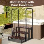 Neorexon Hot tub Step Stairs with Dual-handrails, 3 Steps Hot Tub Stairs w/Leveling Foot, Detachable U-Shape Hot Tub Railing to Get in and Out, 450LBS Capacity Spa Steps for Indoor & Outdoor