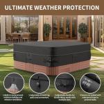 Alricc Outdoor Waterproof and Weatherproof Hot Tub Cover 85 x 85 inch fit 84 x 84 or 83 x 83 or 82 x 82 or 7 ft x 7 ft Black Square Reinforced Windproof 600D Heavy Duty Spa Cover