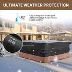 Alricc Outdoor Waterproof and Weatherproof Hot Tub Cover 85 x 85 inch fit 84 x 84 or 83 x 83 or 82 x 82 or 7 ft x 7 ft Black Square Reinforced Windproof 600D Heavy Duty Spa Cover