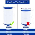 Cryspool® 2402 Filter Compatible with Watkins 303279(not 303263), FC-2402, Free Flow and Lifesmart Hot Tub Filter, 1 1/2" Finer Thread Spa Filter Cartridge, 2 Pack