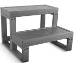 Hot Tub Steps,Universal Spa Steps,Two Steps Wide Hot Tub Steps,Non-Slip Waterproof Wood Looking Plastic Hot Tub Steps Outdoor Suitable for Any Size Hot Tub (Gray)