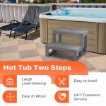 Hot Tub Steps,Universal Spa Steps,Two Steps Wide Hot Tub Steps,Non-Slip Waterproof Wood Looking Plastic Hot Tub Steps Outdoor Suitable for Any Size Hot Tub (Gray)