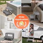 Hot Tub Steps,Universal Spa Steps,Two Steps Wide Hot Tub Steps,Non-Slip Waterproof Wood Looking Plastic Hot Tub Steps Outdoor Suitable for Any Size Hot Tub (Gray)