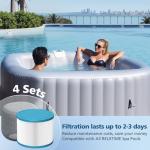 Hot Tub Filter Compatible with All RELXTIME Hot Tub, Pool Filters, Spa Filter Replacement, Filter Cartridges for Inflatable Hot Tubs Filtration, 4 Filter + 4 Filter Covers