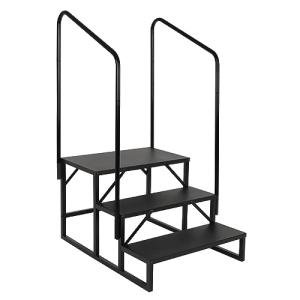 LUCKUP 3 Step RV Stairs with Handrails- Non Slip Hot Tub Steps Portable Mobile Home Stairs for RV, Travel Trailer, Camper Outdoor (Black)