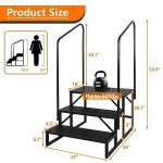LUCKUP 3 Step RV Stairs with Handrails- Non Slip Hot Tub Steps Portable Mobile Home Stairs for RV, Travel Trailer, Camper Outdoor (Black)