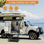 LUCKUP 3 Step RV Stairs with Handrails- Non Slip Hot Tub Steps Portable Mobile Home Stairs for RV, Travel Trailer, Camper Outdoor (Black)