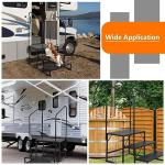 LUCKUP 3 Step RV Stairs with Handrails- Non Slip Hot Tub Steps Portable Mobile Home Stairs for RV, Travel Trailer, Camper Outdoor (Black)