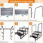 LUCKUP 3 Step RV Stairs with Handrails- Non Slip Hot Tub Steps Portable Mobile Home Stairs for RV, Travel Trailer, Camper Outdoor (Black)