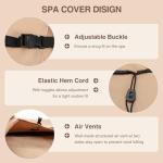 MIXC Outdoor Waterproof 600D Square Hot Tub Cover 95 x 95 Inch Fit 94 x 94 or 93 x 93 or 92 x 92 Inch Heavy Duty Spa Cover Protectors