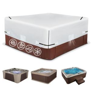 600D Outdoor Waterproof Hot Tub Cover, Silver-Coated Fabric Fade and Tear Resistant Spa Covers for Hot Tub with Webbing Buckle, 76" L 76" W X 20" H