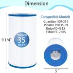 Future Way PRB35-IN Hot Tub Filter Replacement for Thermospa FL1008, Replace Filbur FC-2385, Pleatco Pure PRB35-IN, Unicel C-4335, 35 Sq. Ft, 5 X 9 Drop in Spa Filter, 2 Pack