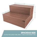 DENKOE Hot Tub Steps - Wood Looking Plastic Steps - 100% Waterproof Spa Steps - Brown Non Slip, Heavy Duty Outdoor Steps, Multi Use as Porch Steps, Hot Tub Stairs, or Outdoor Stairs, Fits Any Spa Size
