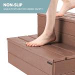 DENKOE Hot Tub Steps - Wood Looking Plastic Steps - 100% Waterproof Spa Steps - Brown Non Slip, Heavy Duty Outdoor Steps, Multi Use as Porch Steps, Hot Tub Stairs, or Outdoor Stairs, Fits Any Spa Size