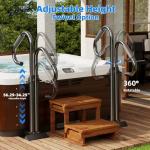 CABTE Two-Way Hot Tub Handrail, Adjustable Height 34-56" with 360° Swivel, Spa Safety Handrail with Slide-Under Mount Base for Indoor & Outdoor, Durable, Stability and Comfort (Two-Way)