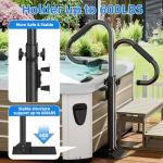 CABTE Two-Way Hot Tub Handrail, Adjustable Height 34-56" with 360° Swivel, Spa Safety Handrail with Slide-Under Mount Base for Indoor & Outdoor, Durable, Stability and Comfort (Two-Way)