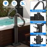 CABTE Two-Way Hot Tub Handrail, Adjustable Height 34-56" with 360° Swivel, Spa Safety Handrail with Slide-Under Mount Base for Indoor & Outdoor, Durable, Stability and Comfort (Two-Way)