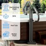 CABTE Two-Way Hot Tub Handrail, Adjustable Height 34-56" with 360° Swivel, Spa Safety Handrail with Slide-Under Mount Base for Indoor & Outdoor, Durable, Stability and Comfort (Two-Way)