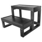 ZOMOFEW Hot Tub Steps, Non-Slip Wood-Looking Plastic Spa Steps, Universal for Indoor or Outdoor, 550 LB Load Capacity, Fits Any Hot Tub Shape and Size (Black)