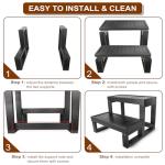 ZOMOFEW Hot Tub Steps, Non-Slip Wood-Looking Plastic Spa Steps, Universal for Indoor or Outdoor, 550 LB Load Capacity, Fits Any Hot Tub Shape and Size (Black)