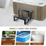 ZOMOFEW Hot Tub Steps, Non-Slip Wood-Looking Plastic Spa Steps, Universal for Indoor or Outdoor, 550 LB Load Capacity, Fits Any Hot Tub Shape and Size (Black)
