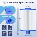 6CH-940 Spa Filter Cartridge Replacement for Unicel, Pleatco PWW50P3, Filbur FC-0359, Aber 03FIL1400, Waterway 817-0050 Front Access Skimmer, Viking Pool Hot Tub Filter Screw SAE Thread Filter 2 Pack