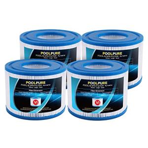 POOLPURE Type VI SPA and Hot Tub Filter Replaces Coleman SaluSpa 90352E 58323 90427E, Lay-Z-Spa Hot Tub Filter Cartridge, Inflatable Hot Tub Filters, Set of 4