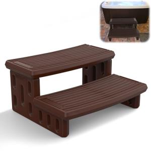 Hot Tub Steps, Non-Slip & Durable Hot Tub Stairs, Portable Universal Ladder Can Be Used Indoors and Outdoors (Coffee)