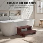 Hot Tub Steps, Non-Slip & Durable Hot Tub Stairs, Portable Universal Ladder Can Be Used Indoors and Outdoors (Coffee)
