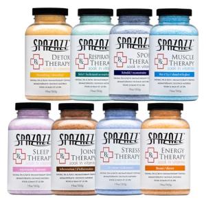 Spazazz RX Therapy Aromatherapy Salt Crystals 19oz 8-Pack Bundle – Muscle, Joint, Detox, Stress, Respiratory, Sport, Sleep, Energy – Hot Tub & Bath Soak – Spazazz Hot Tub Crystals for Relaxation