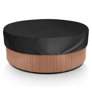 Round Hot Tub Cover Waterproof Outdoor 600D,Spa Covers for Hot Tub,Swimming Pool Cover,UV Protection & Windproof (Black, 81''Dx12''H)