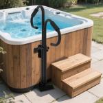 Two-Way Hot Tub Handrails,Hot Tub Railing to Get in and Out,38"-56.2" Adjustable Height SPA Handrail W/360 Swivel Option,600LBS SPA Side Handrail W/Slide Under Mount Base for Indoor&Outdoor