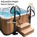Two-Way Hot Tub Handrails,Hot Tub Railing to Get in and Out,38"-56.2" Adjustable Height SPA Handrail W/360 Swivel Option,600LBS SPA Side Handrail W/Slide Under Mount Base for Indoor&Outdoor