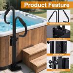 Two-Way Hot Tub Handrails,Hot Tub Railing to Get in and Out,38"-56.2" Adjustable Height SPA Handrail W/360 Swivel Option,600LBS SPA Side Handrail W/Slide Under Mount Base for Indoor&Outdoor