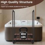 Neorexon Hot tub Step Stairs with Dual-Handrails, 2 Steps Hot Tub Stairs w/Leveling Foot, Detachable U-Shape Hot Tub Railing to Get in and Out, 400LBS Capacity Spa Steps for Indoor & Outdoor