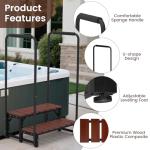 Neorexon Hot tub Step Stairs with Dual-Handrails, 2 Steps Hot Tub Stairs w/Leveling Foot, Detachable U-Shape Hot Tub Railing to Get in and Out, 400LBS Capacity Spa Steps for Indoor & Outdoor