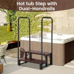 Neorexon Hot tub Step Stairs with Dual-Handrails, 2 Steps Hot Tub Stairs w/Leveling Foot, Detachable U-Shape Hot Tub Railing to Get in and Out, 400LBS Capacity Spa Steps for Indoor & Outdoor
