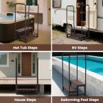 Neorexon Hot tub Step Stairs with Dual-Handrails, 2 Steps Hot Tub Stairs w/Leveling Foot, Detachable U-Shape Hot Tub Railing to Get in and Out, 400LBS Capacity Spa Steps for Indoor & Outdoor