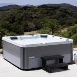 LIFE SMART Hot Tub Side Step for Square or Round Spas, Folding Stool Ladder, Heavy Duty Plastic, Portable Step for Adults and Kids, 31" x 16", Black